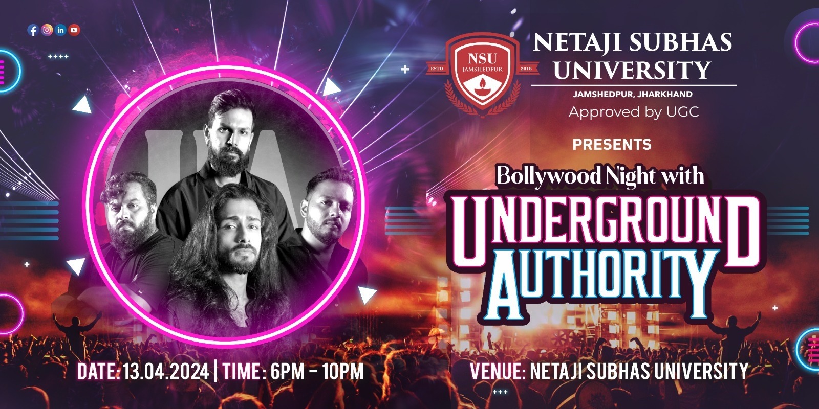Netaji Subhas University Prepares for Glitzy "Bollywood Night with Underground Authority"