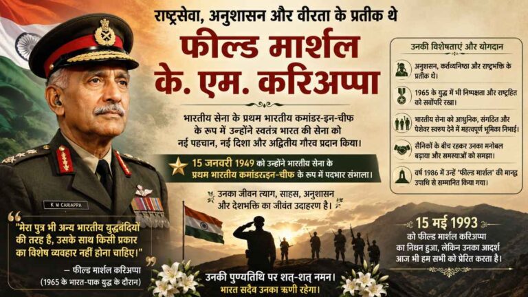 Field मार्शल के. एम. करिअप्पा राष्ट्रसेवा, अनुशासन और वीरता का प्रतीक 15 Field मार्शल के. एम. करिअप्पा राष्ट्रसेवा, अनुशासन और वीरता का प्रतीक