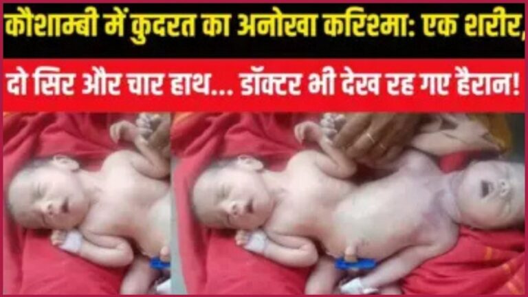 Kaushambi में कुदरत का अनोखा करिश्मा एक शरीर दो सिर और चार हाथ वाला नवजात डॉक्टर भी रह गए हैरान
