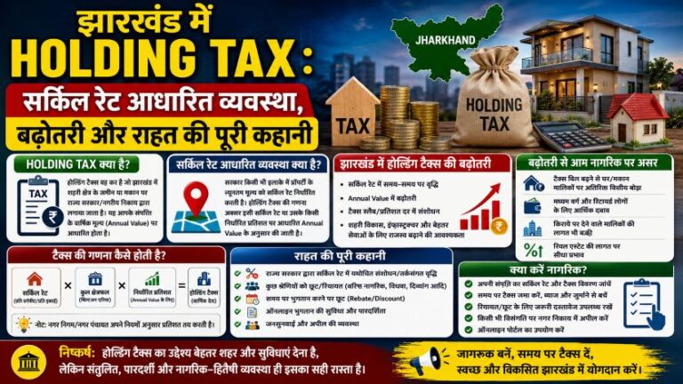 झारखंड में Holding tax : सर्किल रेट आधारित व्यवस्था, बढ़ोतरी और राहत की पूरी कहानी
