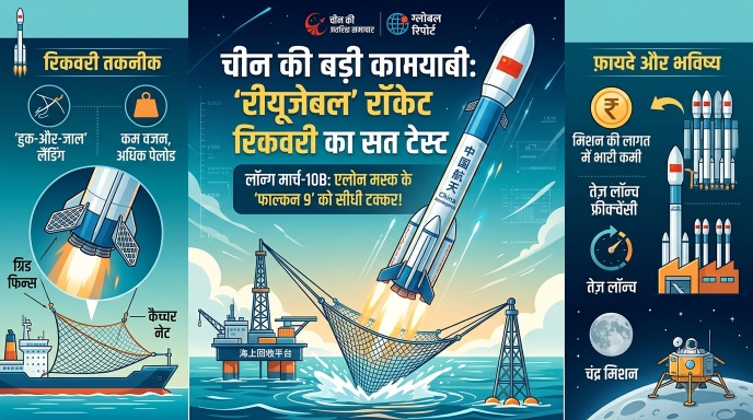 अंतरिक्ष विज्ञान में नया मील का पत्थर: चीन द्वारा ‘रीयूजेबल’ रॉकेट रिकवरी सिस्टम का सफल परीक्षण