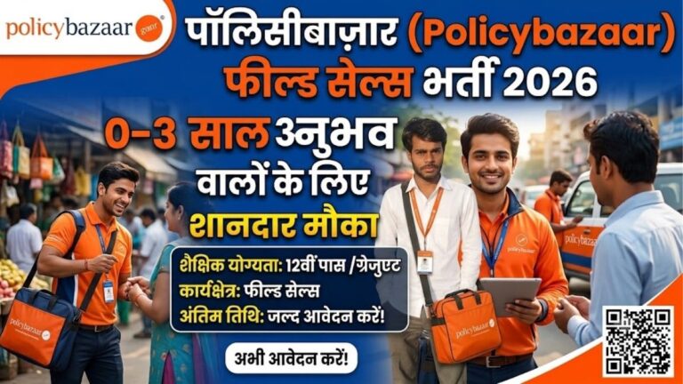 Policybazaar Field Sales Representative Recruitment 2026 0–3 साल अनुभव वालों के लिए शानदार मौका, Salary ₹4.2 LPA तक 1 Policybazaar Field Sales Representative Recruitment 2026 0–3 साल अनुभव वालों के लिए शानदार मौका, Salary ₹4.2 LPA तक
