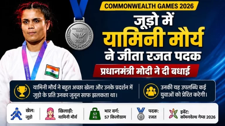 Commonwealth Games 2026: जूडो में यामिनी मौर्य ने जीता रजत पदक, प्रधानमंत्री मोदी ने दी बधाई 1 Commonwealth Games 2026: जूडो में यामिनी मौर्य ने जीता रजत पदक, प्रधानमंत्री मोदी ने दी बधाई