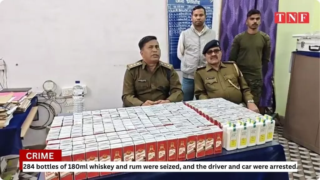 शराब जब्त: 180ml व्हिस्की व रम की 284 पीस, सफेद गलांजा कार समेत चालक गिरफ्तार 5 THE NEWS FRAME