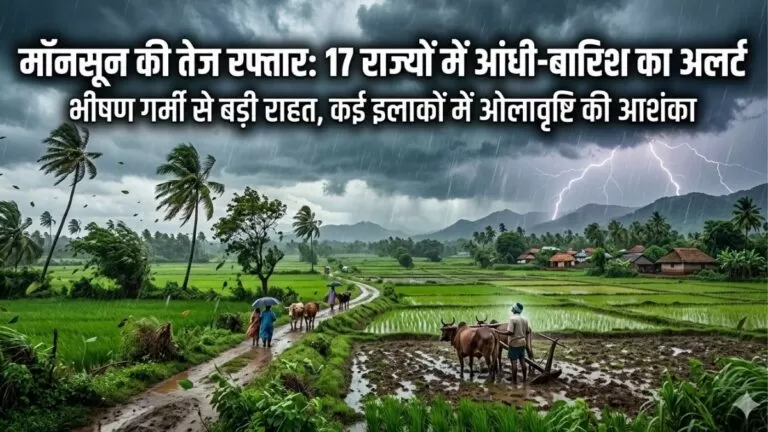 मॉनसून की तेज रफ्तार 17 राज्यों में आंधी-बारिश का अलर्ट भीषण Heat (गर्मी) से मिली बड़ी राहत 16 THE NEWS FRAME