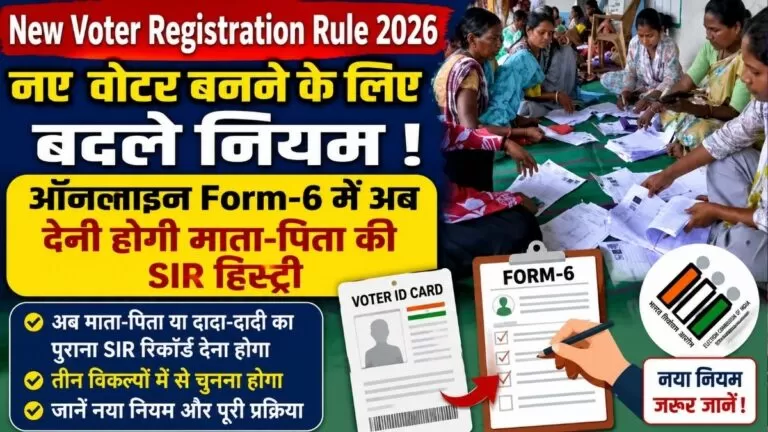 New Voter Registration Rule 2026 नए वोटर बनने के लिए बदले नियम ऑनलाइन Form-6 में अब देनी होगी माता-पिता की SIR हिस्ट्री